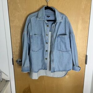 Express Light Blue Denim Button-Down Shirt Jacket